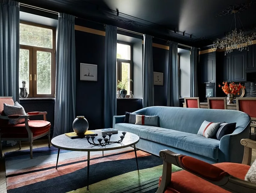 Elegant interior of the Blue Velvet project showcasing modern design