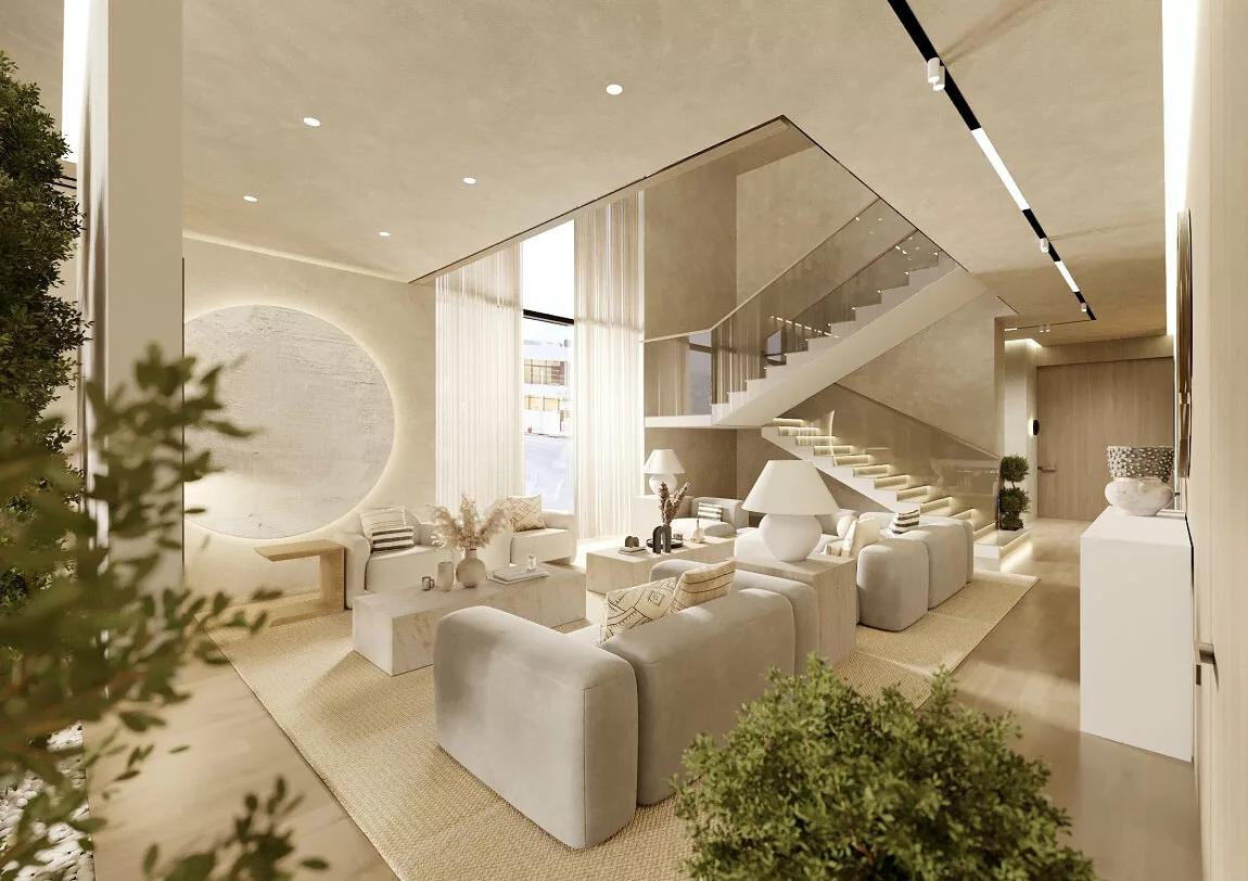 Interior of the Sustainable Villa in Abu Dhabi featuring eco-friendly materials