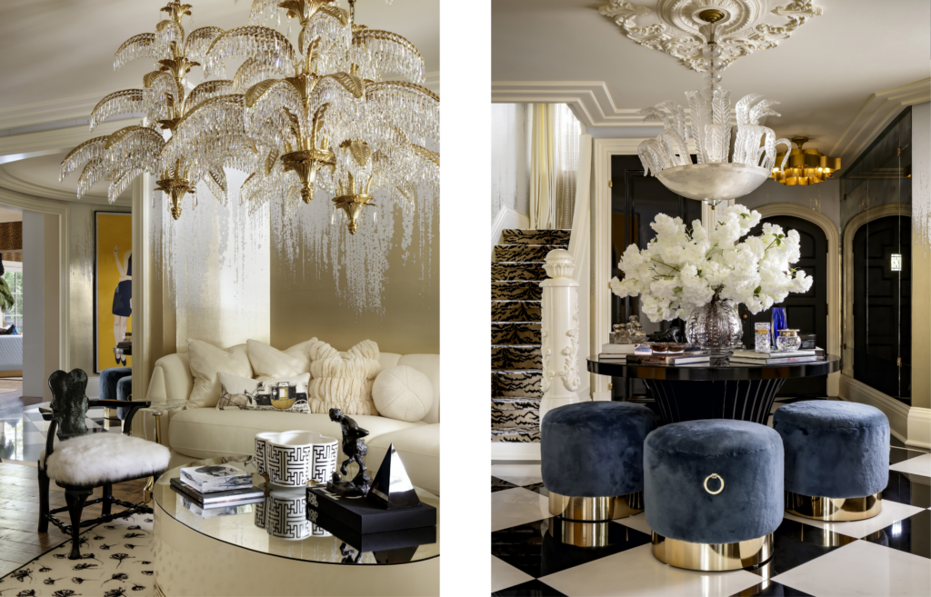 Regal Seduction interior with chinoiserie wallpaper and layered textures