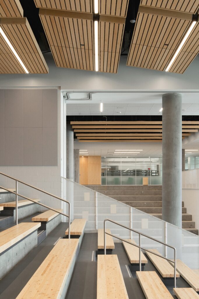 Interior staircase and circulation space in modern school design